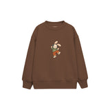 Rabbit dancing with headphones Çocuk Sweatshirt — Kahverengi — ön görünüm