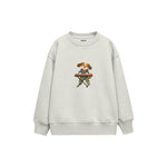Dog playing a small keyboard Çocuk Sweatshirt — Beyaz — ön görünüm