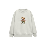 Dog playing a small keyboard Çocuk Sweatshirt — Beyaz — ön görünüm