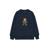 Dog playing a small keyboard Çocuk Sweatshirt — Lacivert — ön görünüm