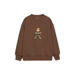 Dog playing a small keyboard Çocuk Sweatshirt — Kahverengi — ön görünüm