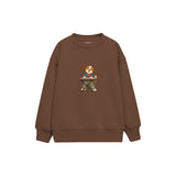 Dog playing a small keyboard Çocuk Sweatshirt — Kahverengi — ön görünüm