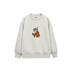 Raccoon playing a double bass Çocuk Sweatshirt — Beyaz — ön görünüm