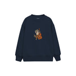 Raccoon playing a double bass Çocuk Sweatshirt — Lacivert — ön görünüm