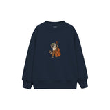 Raccoon playing a double bass Çocuk Sweatshirt — Lacivert — ön görünüm