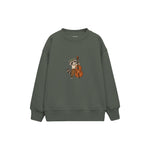 Raccoon playing a double bass Çocuk Sweatshirt — Antrasit — ön görünüm