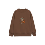 Raccoon playing a double bass Çocuk Sweatshirt — Kahverengi — ön görünüm