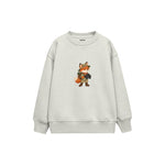 Fox with explorer backpack and binoculars Çocuk Sweatshirt — Beyaz — ön görünüm
