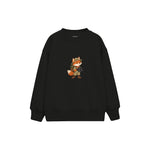 Fox with explorer backpack and binoculars Çocuk Sweatshirt — Siyah — ön görünüm