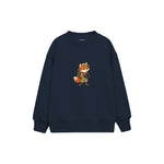 Fox with explorer backpack and binoculars Çocuk Sweatshirt — Lacivert — ön görünüm