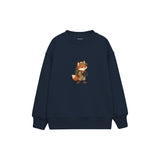 Fox with explorer backpack and binoculars Çocuk Sweatshirt — Lacivert — ön görünüm