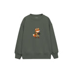 Fox with explorer backpack and binoculars Çocuk Sweatshirt — Antrasit — ön görünüm