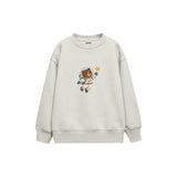 Bear astronaut floating with one star Çocuk Sweatshirt — Beyaz — ön görünüm