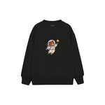 Bear astronaut floating with one star Çocuk Sweatshirt — Siyah — ön görünüm