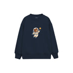 Bear astronaut floating with one star Çocuk Sweatshirt — Lacivert — ön görünüm