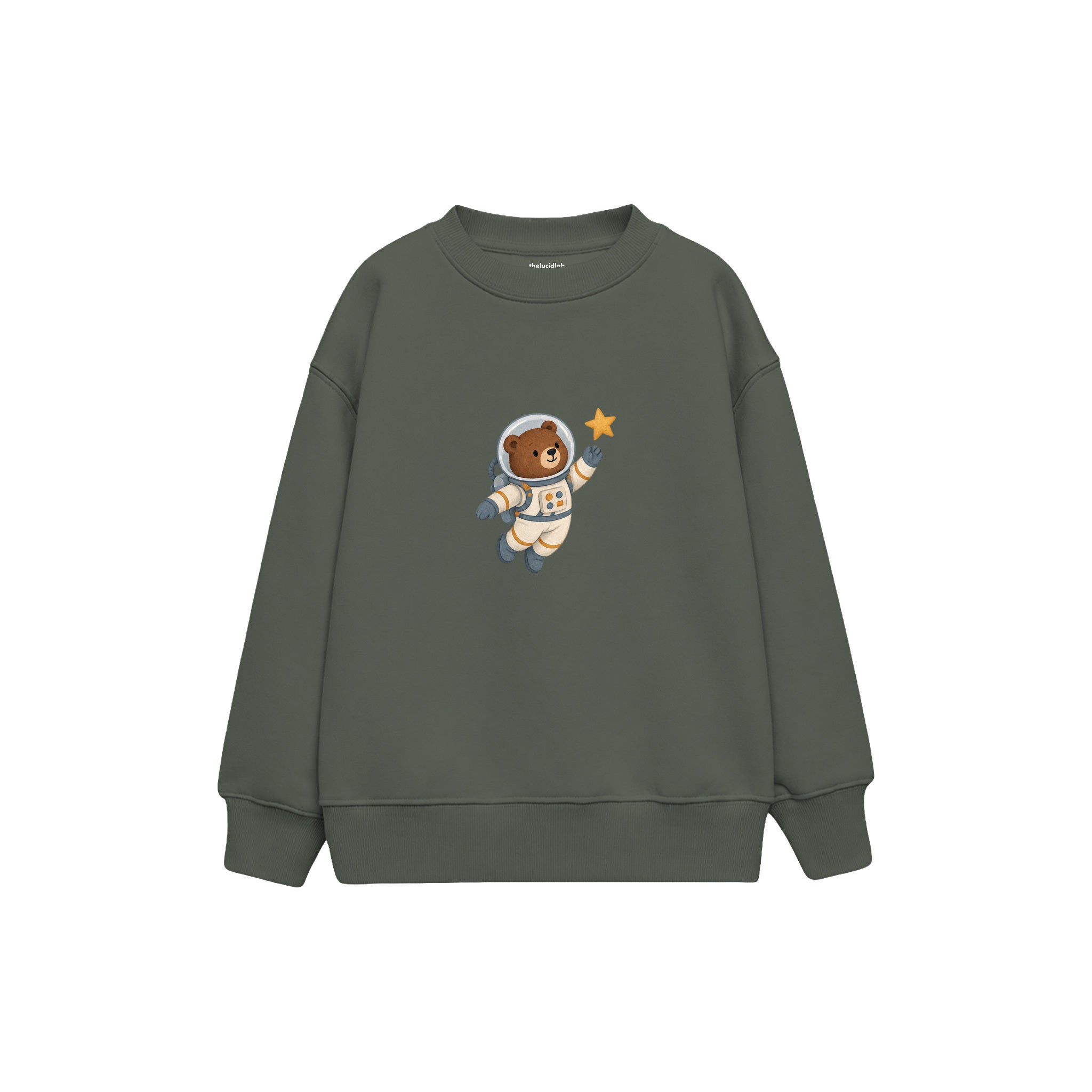 Bear astronaut floating with one star Çocuk Sweatshirt — Antrasit — ön görünüm