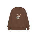 Bear astronaut floating with one star Çocuk Sweatshirt — Kahverengi — ön görünüm
