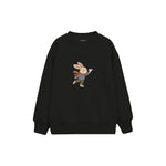 Rabbit flying a small paper plane Çocuk Sweatshirt — Siyah — ön görünüm