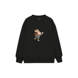 Rabbit flying a small paper plane Çocuk Sweatshirt — Siyah — ön görünüm