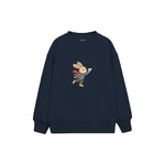 Rabbit flying a small paper plane Çocuk Sweatshirt — Lacivert — ön görünüm
