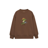 Crocodile gardener with a watering can Çocuk Sweatshirt — Kahverengi — ön görünüm