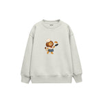 Lion chef tossing a pancake Çocuk Sweatshirt — Beyaz — ön görünüm