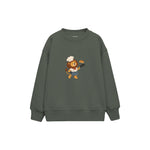 Lion chef tossing a pancake Çocuk Sweatshirt — Antrasit — ön görünüm