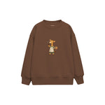 Giraffe artist holding a paintbrush Çocuk Sweatshirt — Kahverengi — ön görünüm