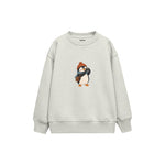 Penguin photographer with a tiny camera Çocuk Sweatshirt — Beyaz — ön görünüm