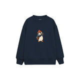 Penguin photographer with a tiny camera Çocuk Sweatshirt — Lacivert — ön görünüm