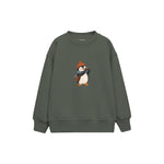 Penguin photographer with a tiny camera Çocuk Sweatshirt — Antrasit — ön görünüm