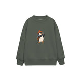Penguin photographer with a tiny camera Çocuk Sweatshirt — Antrasit — ön görünüm