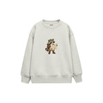 Raccoon reading a large map Çocuk Sweatshirt — Beyaz — ön görünüm