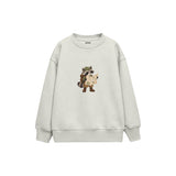 Raccoon reading a large map Çocuk Sweatshirt — Beyaz — ön görünüm