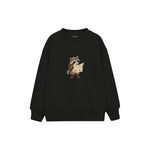 Raccoon reading a large map Çocuk Sweatshirt — Siyah — ön görünüm