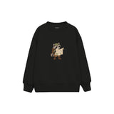 Raccoon reading a large map Çocuk Sweatshirt — Siyah — ön görünüm