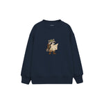 Raccoon reading a large map Çocuk Sweatshirt — Lacivert — ön görünüm