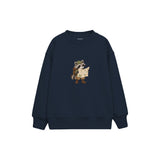 Raccoon reading a large map Çocuk Sweatshirt — Lacivert — ön görünüm