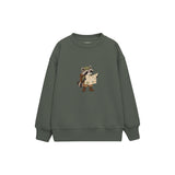 Raccoon reading a large map Çocuk Sweatshirt — Antrasit — ön görünüm