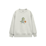 Dinosaur playing basketball Çocuk Sweatshirt — Beyaz — ön görünüm