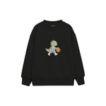 Dinosaur playing basketball Çocuk Sweatshirt — Siyah — ön görünüm