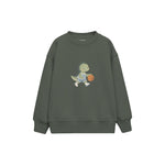 Dinosaur playing basketball Çocuk Sweatshirt — Antrasit — ön görünüm