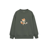 Fox kicking a football Çocuk Sweatshirt — Antrasit — ön görünüm
