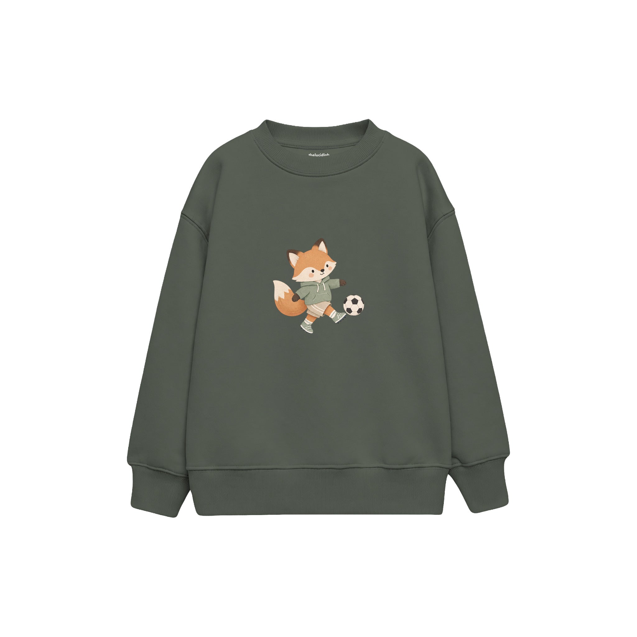 Fox kicking a football Çocuk Sweatshirt — Antrasit — ön görünüm
