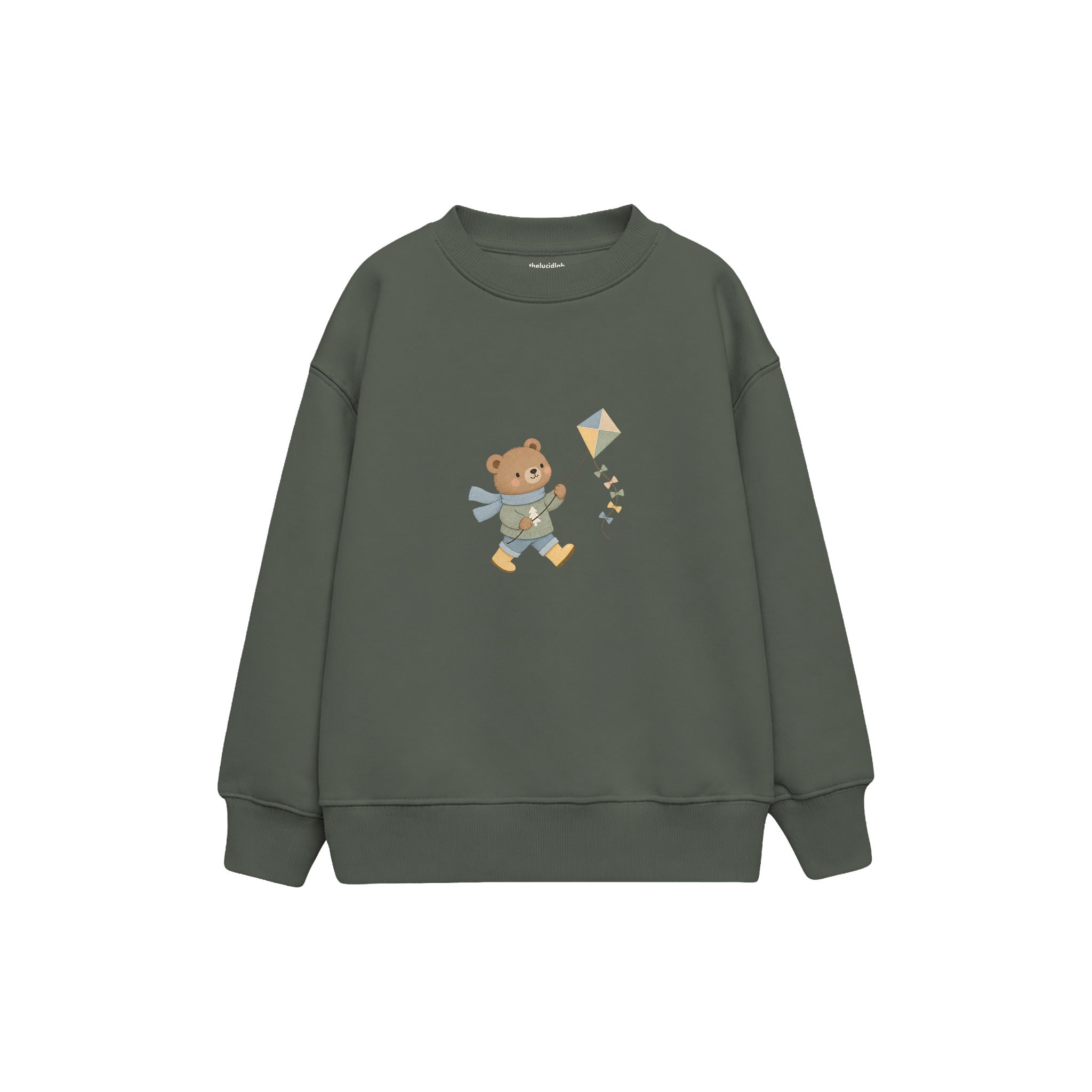 Bear flying a kite Çocuk Sweatshirt — Antrasit — ön görünüm