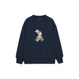 Rabbit riding a balance bike Çocuk Sweatshirt — Lacivert — ön görünüm