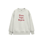 Pizza Naps Repeat Çocuk Sweatshirt — Beyaz — ön görünüm