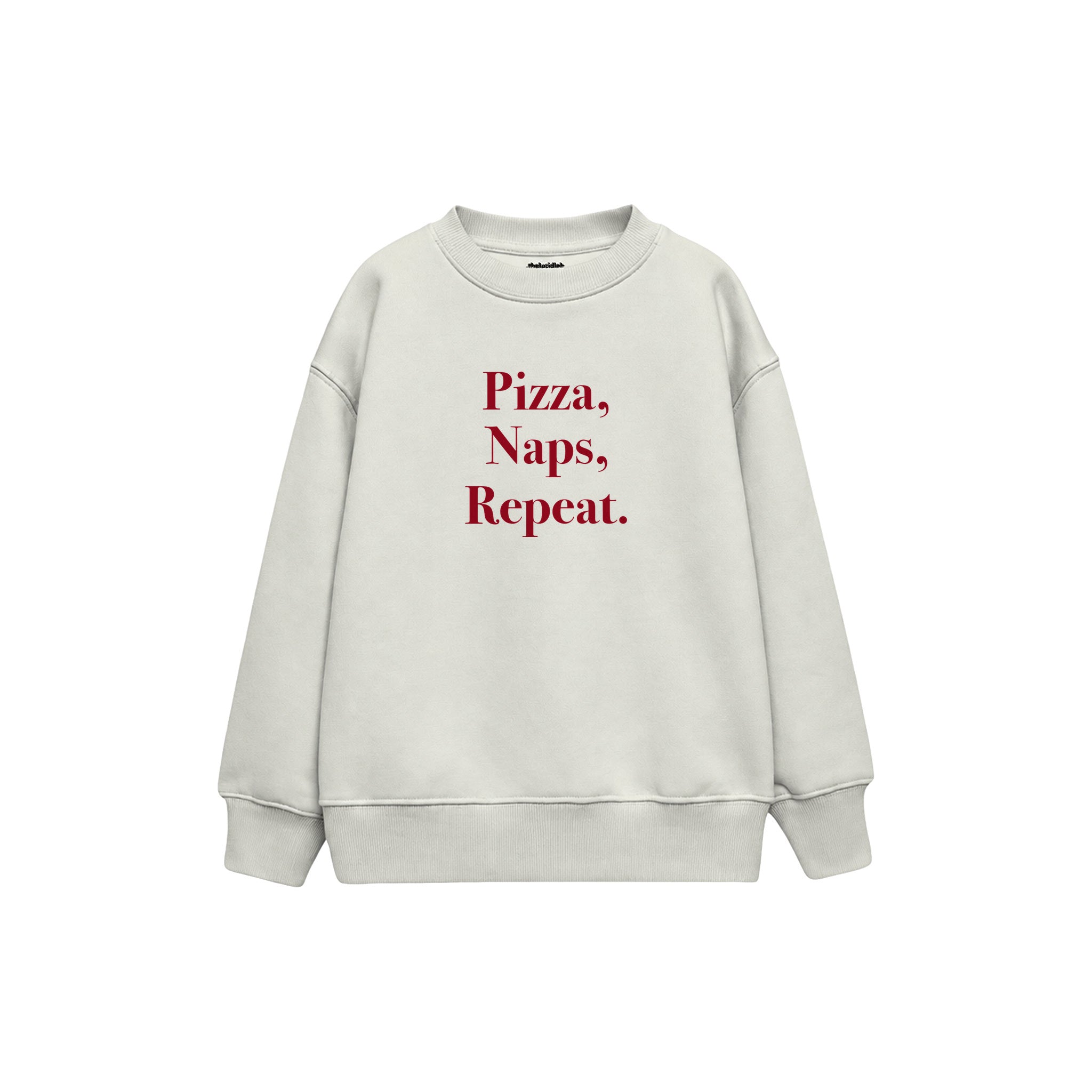 Pizza Naps Repeat Çocuk Sweatshirt — Beyaz — ön görünüm