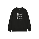 Pizza Naps Repeat Çocuk Sweatshirt — Siyah — ön görünüm