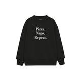 Pizza Naps Repeat Çocuk Sweatshirt — Siyah — ön görünüm